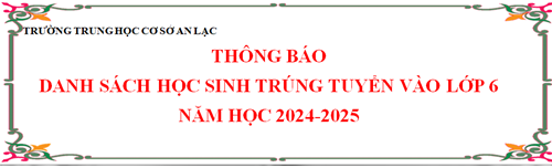 Danh sách học sinh trúng tuyển lớp 6 năm học 2024-2025
