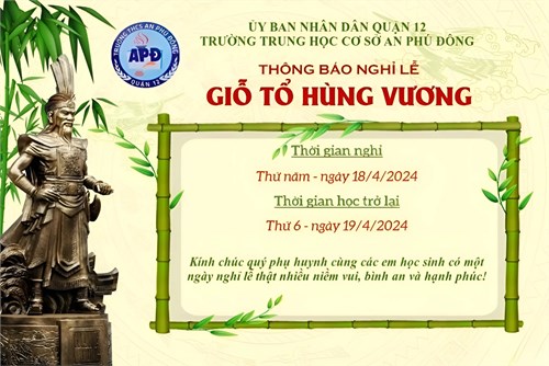 Thông báo về việc nghỉ lễ Giỗ tổ Hùng Vương (Mùng 10/3 AL)