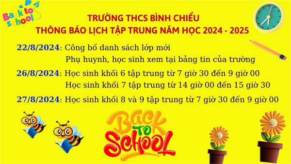 Lịch tập trung năm học 2024-2025