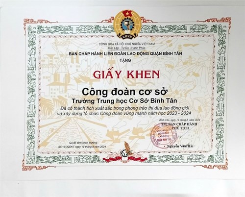 Công đoàn thcs bình tân với sứ mệnh đại diện cho công đoàn viên