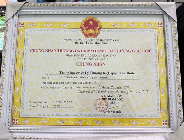 Chứng nhận trường Đạt Kiểm định Chất lượng giáo dục.
Cấp độ 1