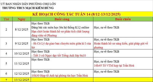 Lịch công tác tuần 14_HKI (2025 - 2026)