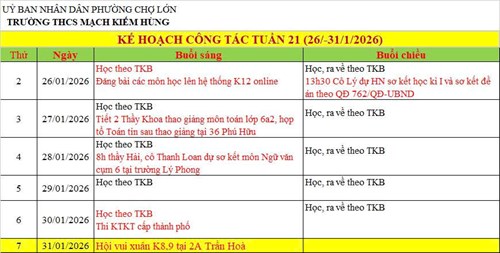 Lịch công tác tuần 21 _HKII (2025 - 2026)