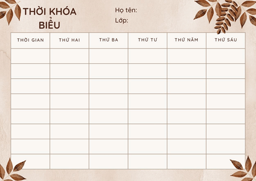 [Tin học 6] - Bài tập thực hành thiết kế thời khóa biểu