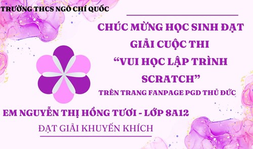 Chúc mừng các bạn học sinh đạt giải cuộc thi  Vui học lập trình Scratch  trên trang Fanpage PGD Thủ Đức tổ chức