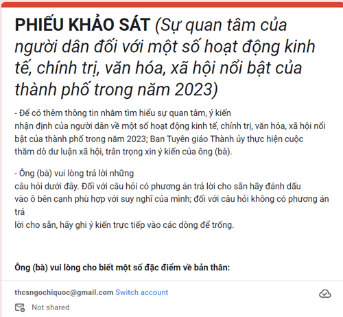 Ban Tuyên giáo Thành ủy Thành phố Hồ Chí Minh thực hiện khảo sát nhanh qua Internet.