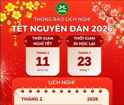 Thông báo: Lịch nghỉ Tết Nguyên Đán 2026 dành cho học sinh
