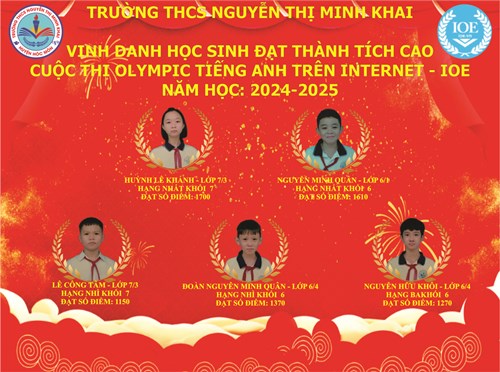 Chúc mừng các em học sinh đạt điểm cao trong cuộc thi IOE cấp trường