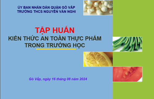Sáng ngày 16 tháng 08 năm 2024 Trường THCS Nguyễn Văn Nghi tập huấn an toàn thực phẩm năm học 2024 - 2025