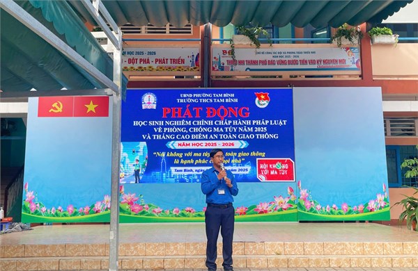 Trường thcs tam bình phát động học sinh nghiêm chỉnh chấp hành pháp luật về phòng, chống ma túy năm 2025 và tháng cao điểm an toàn giao thông