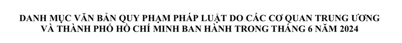 Danh mục văn bản quy phạm pháp luật của Trung ương và Thành phố Hồ Chí Minh ban hành trong tháng 6,7 năm 2024