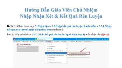 05 - Giáo viên chủ nhiệm nhập nhận xét và Kết quả rèn luyện