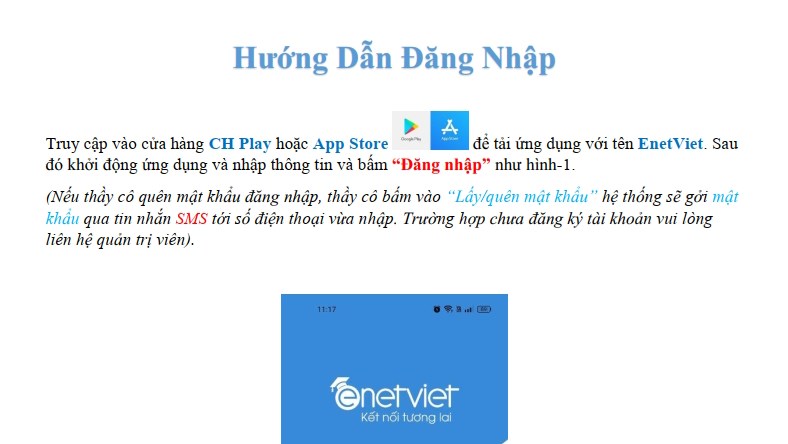 Hướng dẫn thầy cô giáo viên sử dụng những chức năng cơ bản trên ứng dụng EnetViet