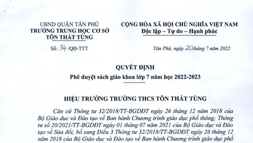 Quyết định Phê duyệt sách giáo khoa lớp 7, năm học 2022 - 2023