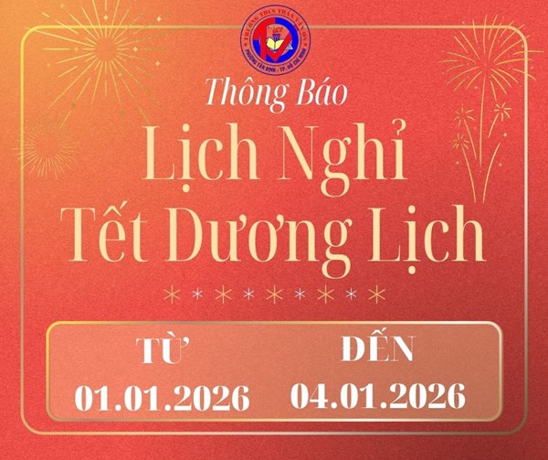 Thông báo lịch nghỉ tết dương lịch năm 2026