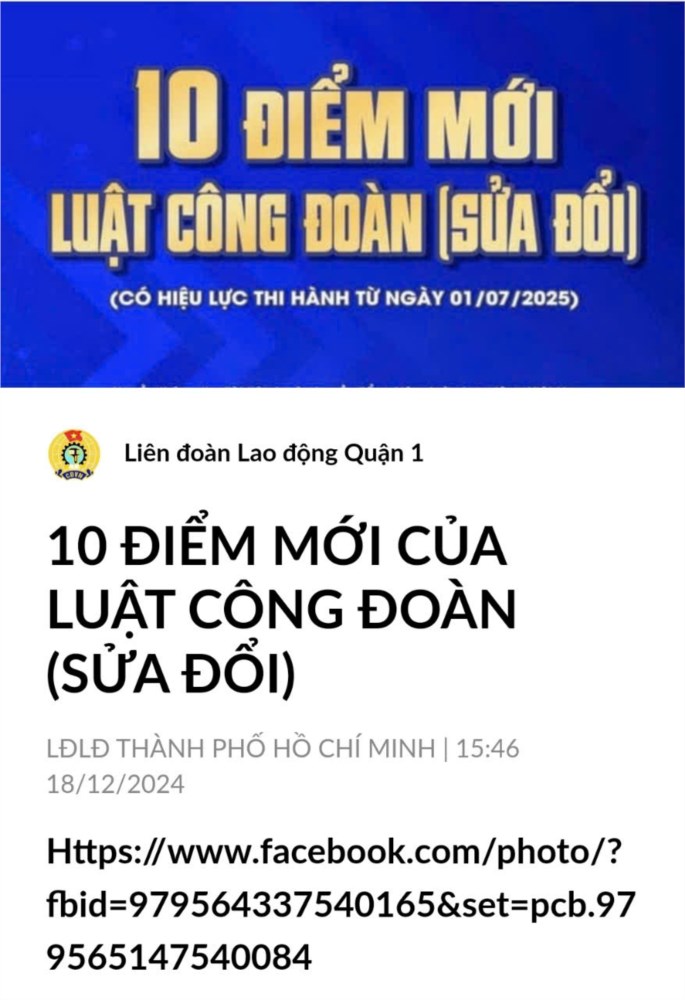 10 điểm mới của Luật Công đoàn (Sửa đổi)