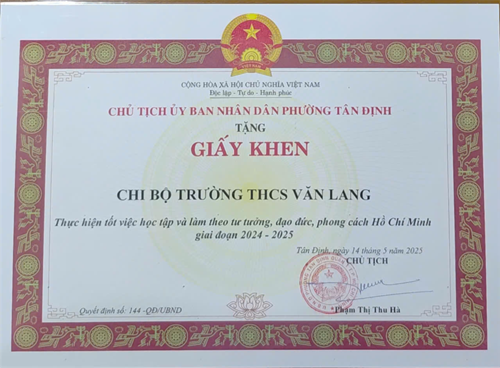 Chúc mừng các Gương tập thể và cá nhân nhận khen thưởng Gương tiêu biểu học tập và làm theo tư tưởng, đạo đức, phong cách Hồ Chí Minh giai đoạn 2024-2025 của Đảng ủy Phường Tân Định.