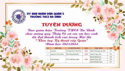 Hội thi Khéo Tay Kỹ Thuật Quận 5 - năm học 2023-2024