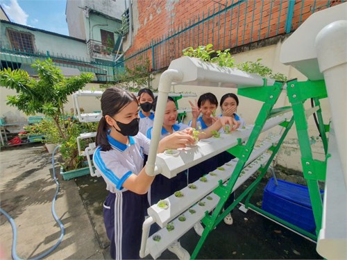 Một góc nhỏ  Không gian xanh  của trường THCS Bình Trị Đông