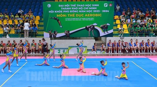 Tuyên dương đội Aerobic tại Đại hội Thể thao học sinh TPHCM năm học 2023 - 2024