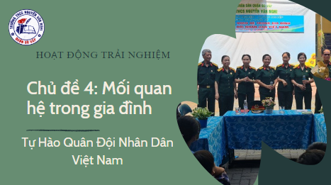 Hoạt động trải nghiệm Khối 6 và Khối 8 - Chủ đề 4  Mối quan hệ trong gia đình - Tự Hào Quân Đội Nhân Dân Việt Nam 
