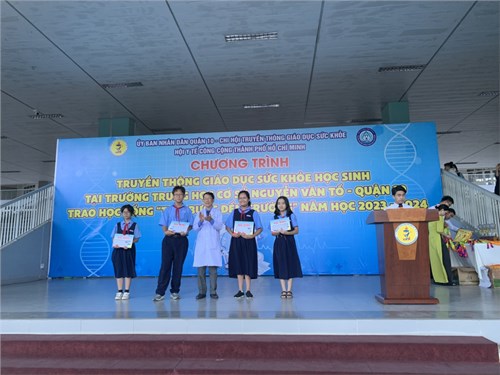 Chương trình truyền thông giáo dục sức khỏe học sinh tại  trường thcs nguyễn văn tố - trao học bổng “tiếp bước đến trường” năm học 2023 – 2024