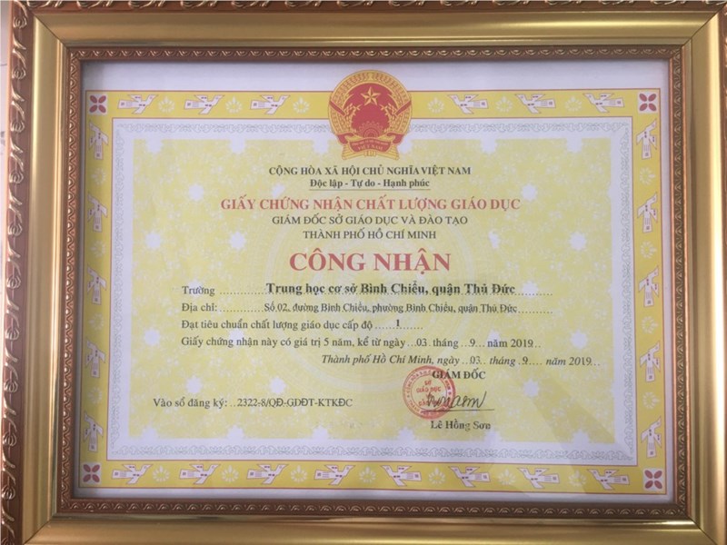 Giấy chứng nhận chất lượng giáo dục năm 2019