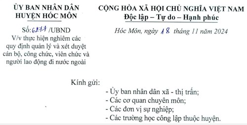 Thực hiện nghiêm các quy định quản lý và xét duyệt CB-VC-NLĐ và người lao động đi nước ngoài.