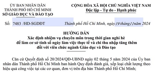 Hướng dẫn xác nhận nhiệm vụ chuyên môn trong hè tại TPHCM