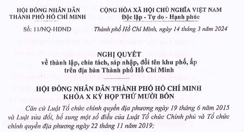 Quyết định thành lập-chia tách-sáp nhập-đổi tên khu phố, ấp trên địa bàn TPHCM (xã Đông Thạnh, Hóc Môn)