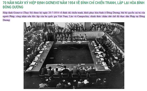 70 năm ngày ký hiệp định giơnevơ năm 1954 về đình chỉ chiến tranh, lập lại hòa bình đông dương