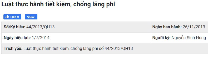 Luật thực hành tiết kiệm, chống lãng phí