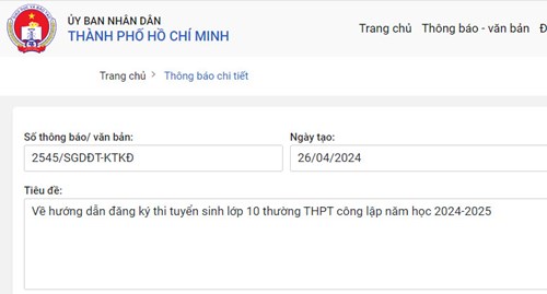 Hướng dẫn đăng ký thi tuyển sinh lớp 10 thường THPT công lập năm học 2024-2025