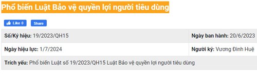 Phổ biến Luật Bảo vệ quyền lợi người tiêu dùng