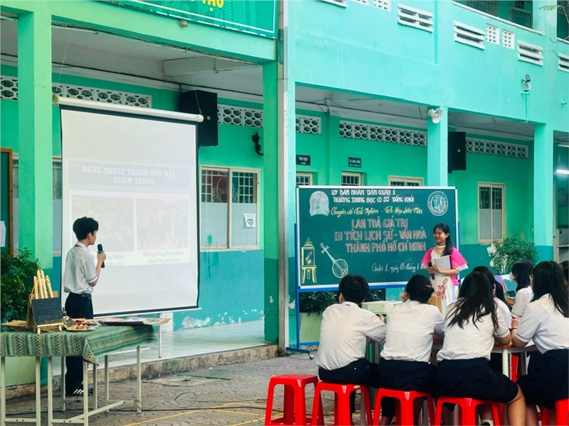 Sáng 18/01/2024 trường THCS Đồng Khởi thực hiện 
Chuyên đề trải nghiệm tích hợp liên môn Giáo Dục Địa Phương - Nghệ Thuật 8
 Lan toả giá trị Di tích lịch sử - văn hoá thành phố Hồ Chí Minh 