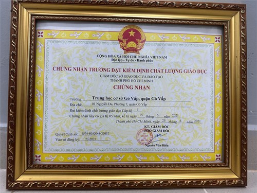 Chứng nhận trường đạt kiểm định chất lượng giáo dục năm 2021