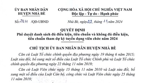 Danh sách đủ điều kiện, tiêu chuẩn và không đủ điều kiện, tiêu chuẩn tham dự kỳ tuyển dụng viên chức năm 2024