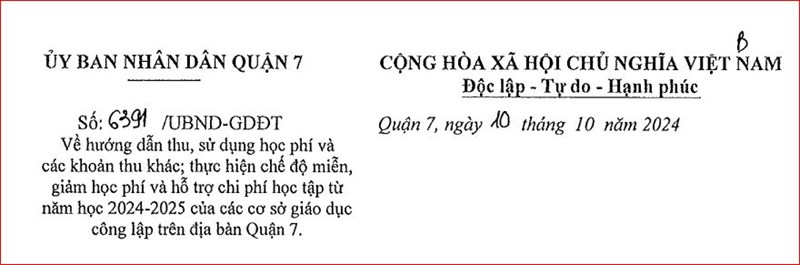 Hướng dẫn thu, sử dụng học phí và các khoản thu khác năm học 2024-2025