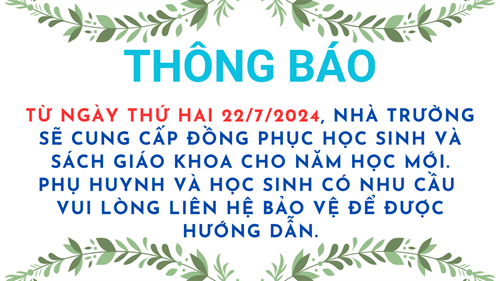 Về việc cung cấp đồng phục học sinh và SGK cho năm học mới