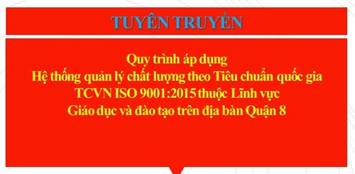 Quy trình áp dụng Hệ thống quản lý chất lượng theo Tiêu chuẩn quốc gia TCVN ISO 9001:2015 thuộc lĩnh vực Giáo dục và đào tạo trên địa bàn Quận 8