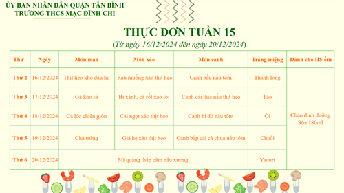 Thực đơn tuần 15-HK1