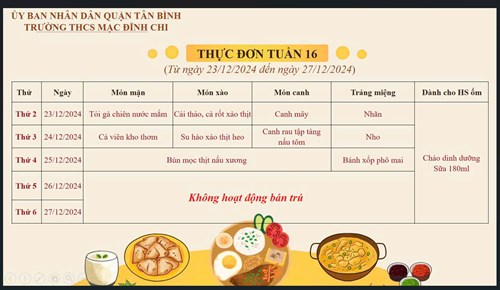 Thực đơn tuần 16-HK1