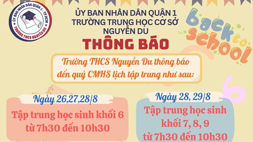 Thông báo lịch tập trung học sinh năm học 2024-2025