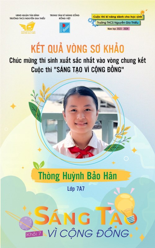 Kết quả vòng sơ khảo cuộc thi  SÁNG TẠO VÌ CỘNG ĐỒNG  năm học 2023-2024