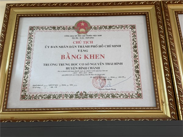 Bằng khen hoàn thành xuất sắc nhiệm vụ 2 năm liên tục 2014 - 2015, 2015 - 2016.