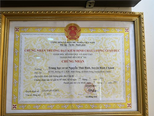 Chứng nhận chất lượng giáo dục năm 2021.