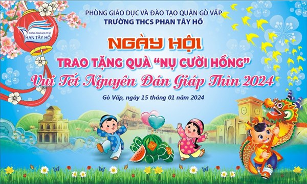 Phong trào “Nụ cười hồng II” giúp học sinh hoàn cảnh gia đình đặc biệt khó khăn, học sinh hòa nhập, học sinh có cha hoặc mẹ mất đi trong đại dịch Covid-19 vui Tết Nguyên đán Giáp Thìn (Năm 2024) - Năm học 2023 - 2024.