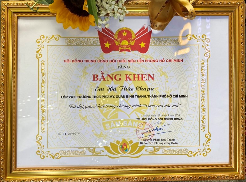 Hà Thúc Chapa 7A3 - Giải nhất Quốc gia - Hội thi Tiếng Anh  Vươn cao ước mơ  năm học 2023 - 2024