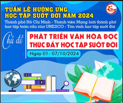 Trường THCS Quang Trung hưởng ứng Tuần lễ học tập suốt đời 2024 với chủ đề :  Phát triển văn hóa đọc thúc đẩy học tập suốt đời