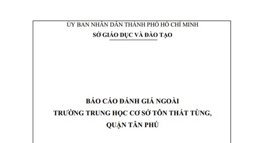 Báo cáo đánh giá ngoài trường THCS Tôn Thất Tùng, quận Tân Phú